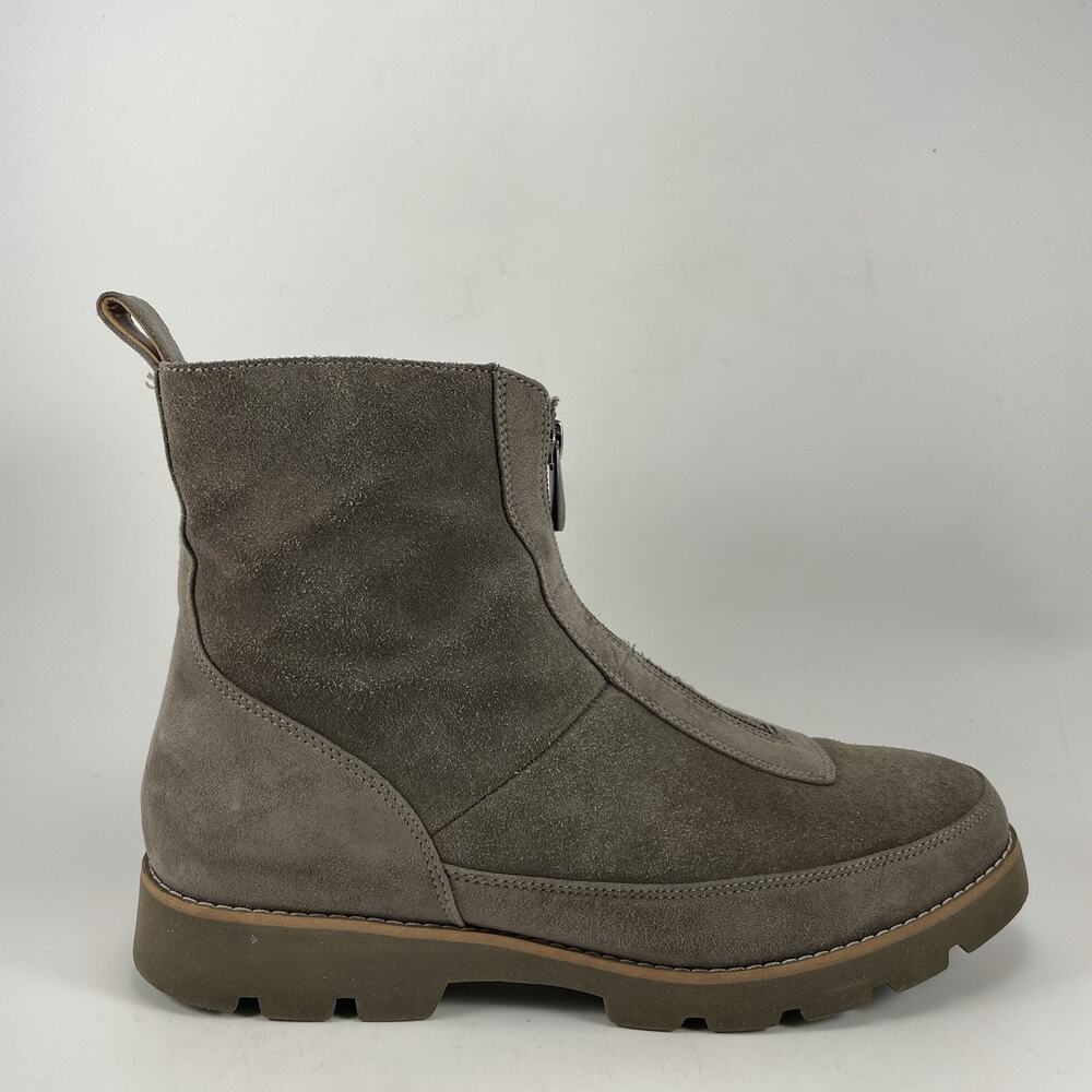Vionic Estilo Womens Size 8 Suede Front Zip Lug Sole Ankle Booties Water Res.